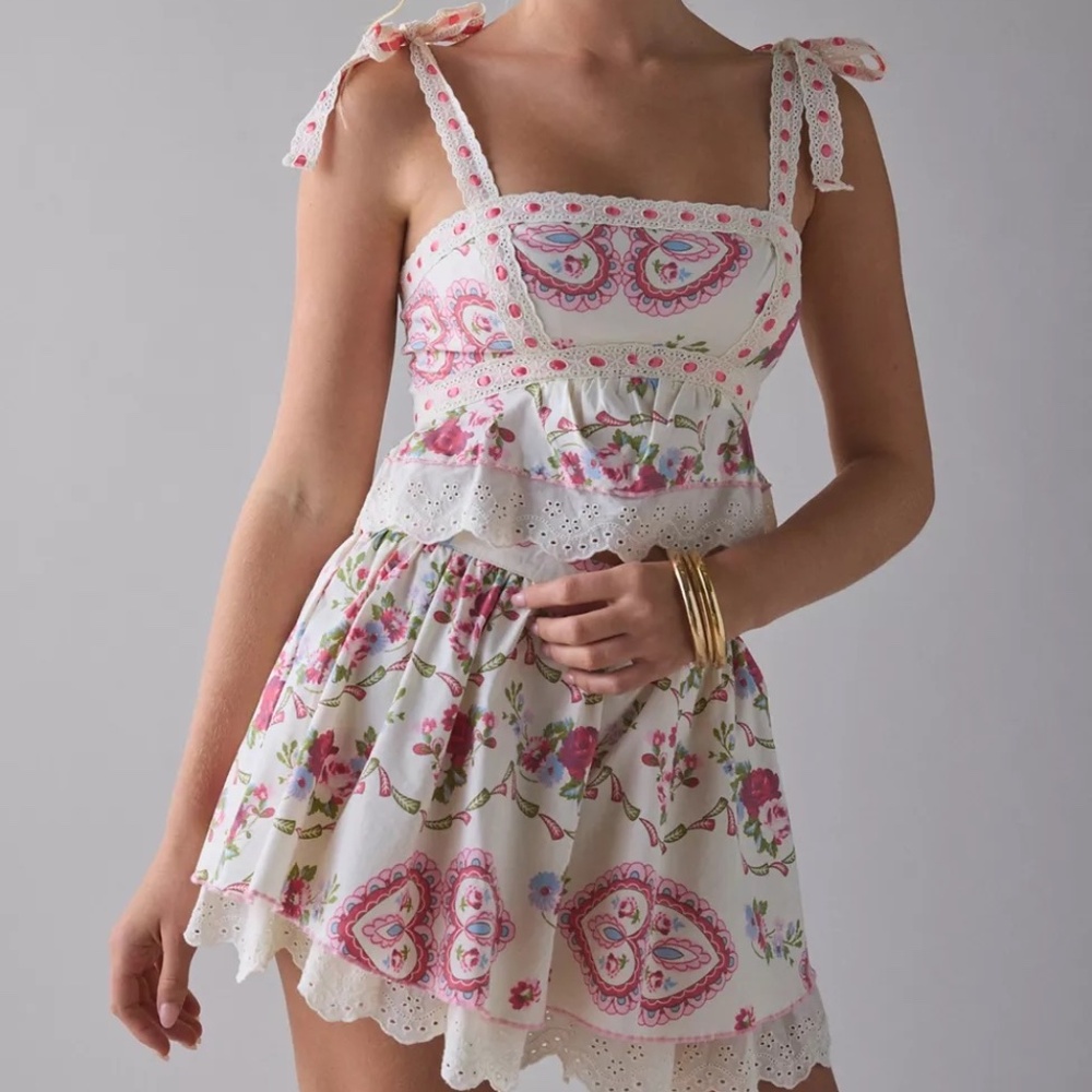 Kimchi Blue Love Notes Cropped Top & Mini Skirt Set M NWOT